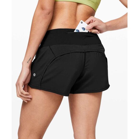 Lululemon Run Times Athletic Running 2 Way Stretch Short II *4" Black SZ 4 - Picture 2 of 16